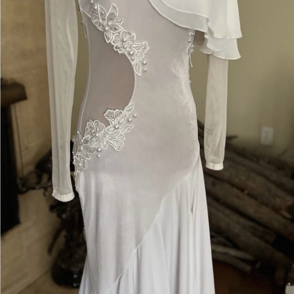 Smooth Ballroom Competition Practice Dance Dress White Size S/M - Picture 10 of 14